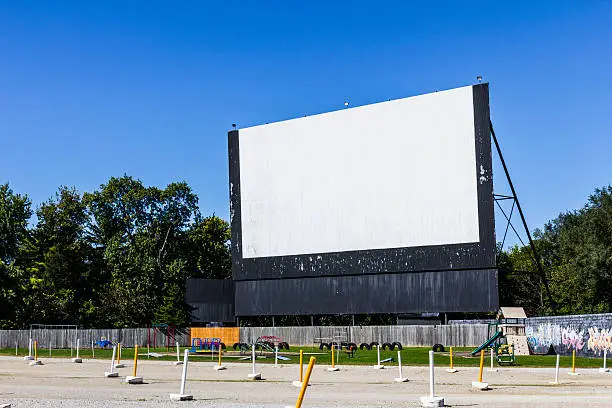 Old Time Drive-In Movie Theater with Outdoor Screen and Playground I