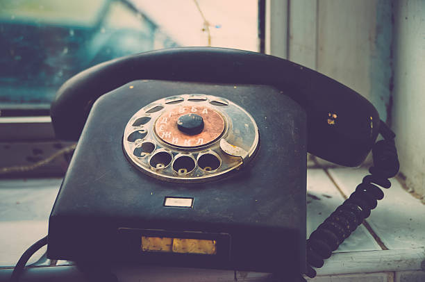 istock Old retro vintage black telephone 613324564