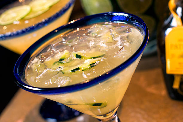 Margarita with Reposado tequila, Agave nectar, Fresh squeezed lime juice and muddled cucumbers