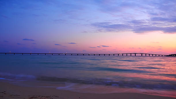 栗大橋の夕日,宮古,日本