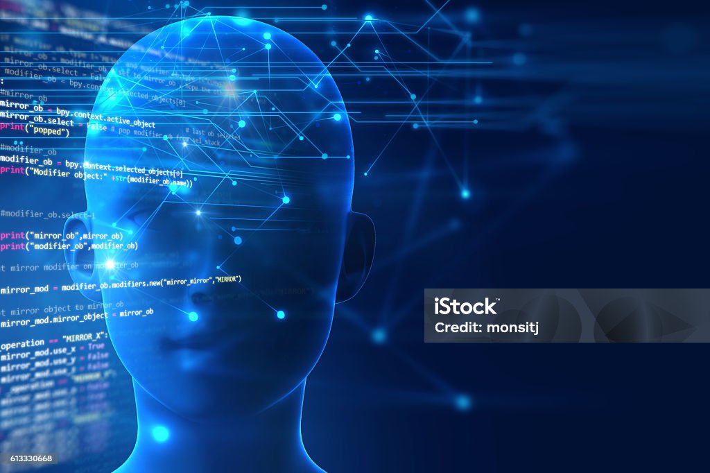 3d rendering of human  brain on programming language background 3d rendering of human  brain on technology background  represent artificial intelligence and cyber space concept Intelligence Stock Photo