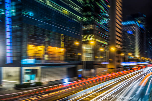 istock car trails at night,Hong Kong 613331844