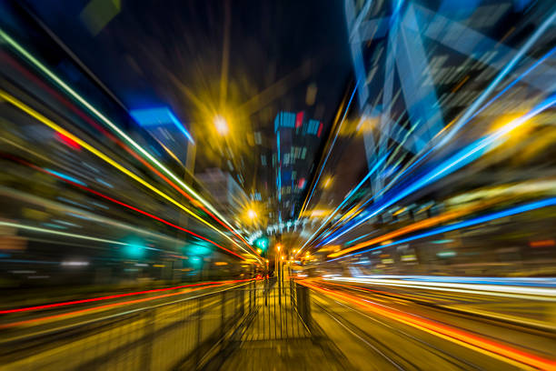 istock car trails at night,Hong Kong 613332530