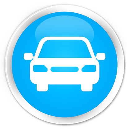 Car icon cyan blue glossy round button