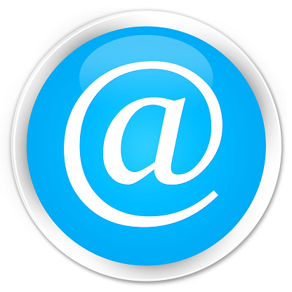 Email address icon cyan blue glossy round button