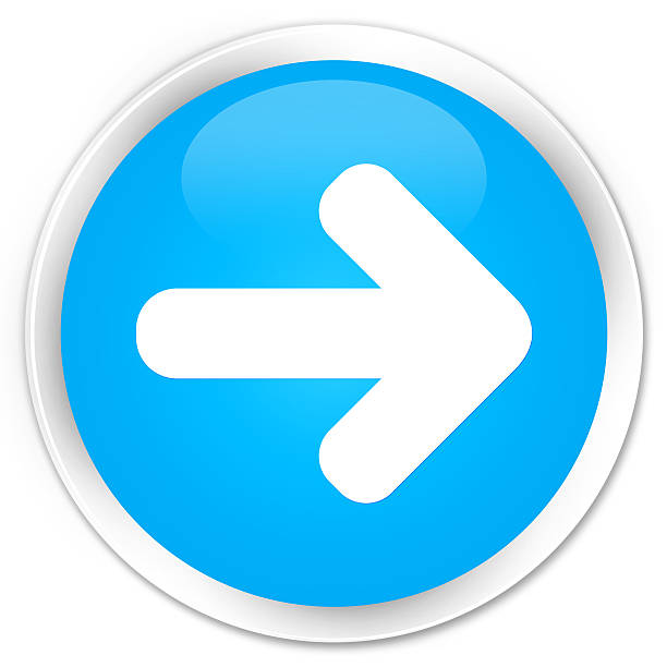 istock Next arrow icon cyan blue glossy round button 613338006