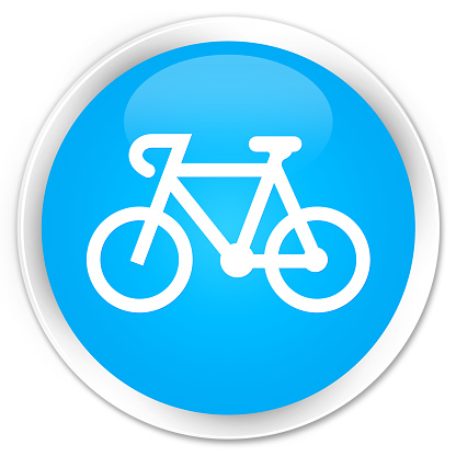 Bicycle icon cyan blue glossy round button