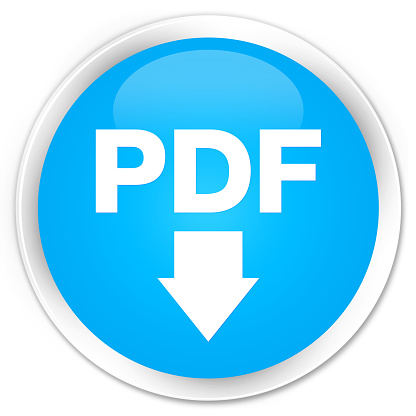 PDF download icon cyan blue glossy round button