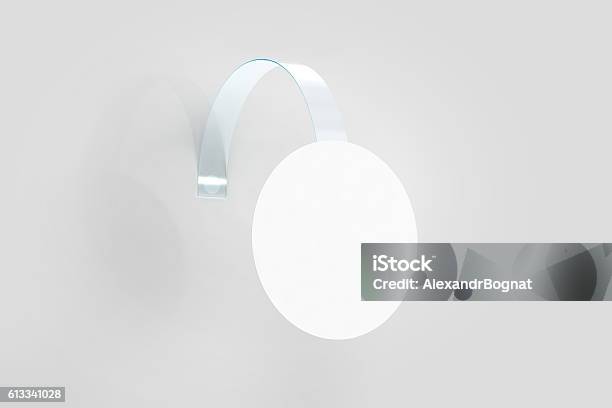 Blank White Wobbler Hanging On Wall Mockup Clipping Path Stock Photo - Download Image Now