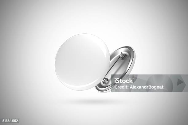 Blank White Button Badge Mockup Isolated Clipping Path Stock Photo - Download Image Now