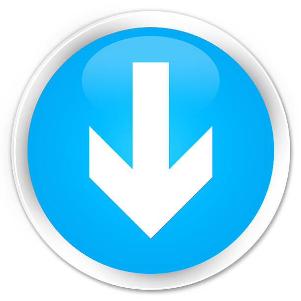 Download arrow icon cyan blue glossy round button