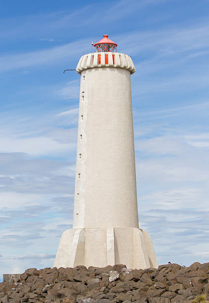 istock Modern lighthouse at Akranes - Iceland 613342196