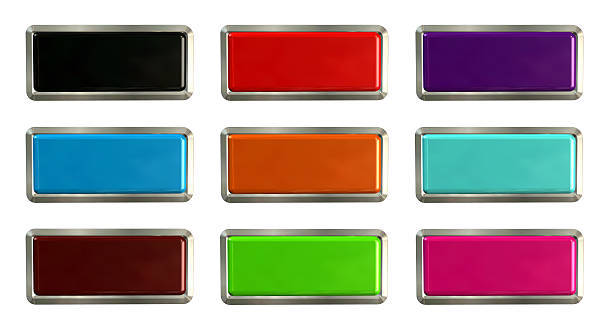 istock Colorful set of rectangle horizontal shiny banner buttons 613342244