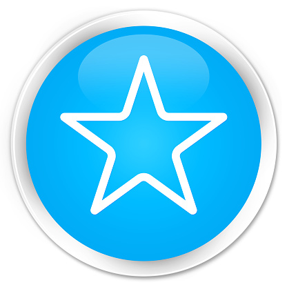 Star icon cyan blue glossy round button