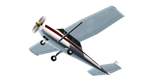 istock popular light aircraft with single propeller Isolated on white 613344076