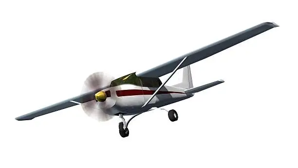 Photo of popular light aircraft with single propeller Isolated on white