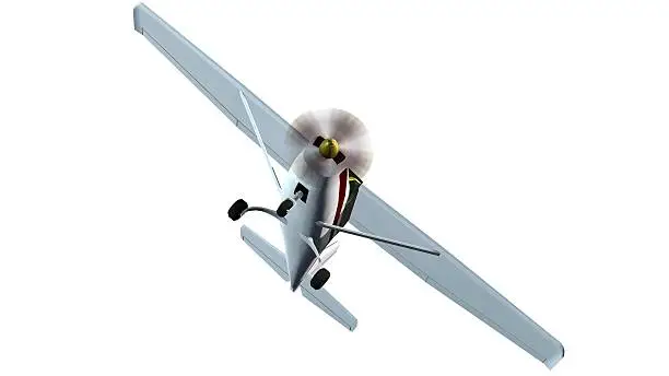 Photo of popular light aircraft with single propeller Isolated on white