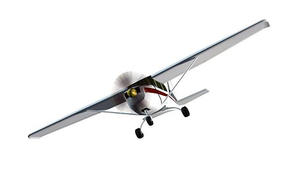 istock popular light aircraft with single propeller Isolated on white 613344168