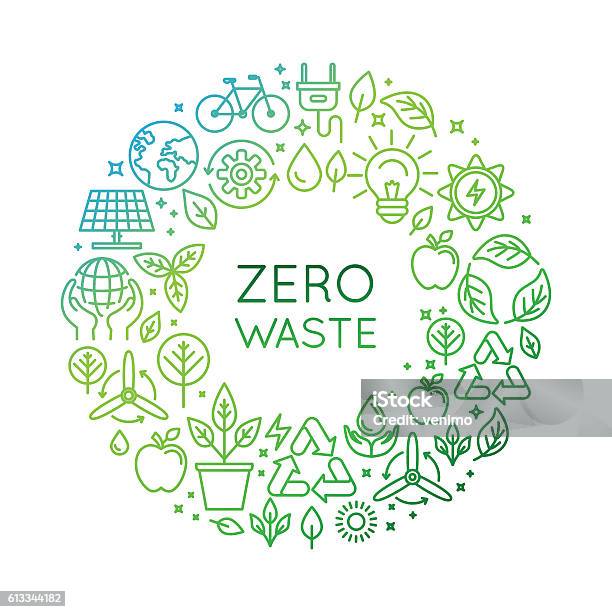 Vector Logo Design Template Zero Waste Concept Stock Illustration - Download Image Now - Sustainable Resources, Icon, Recycling