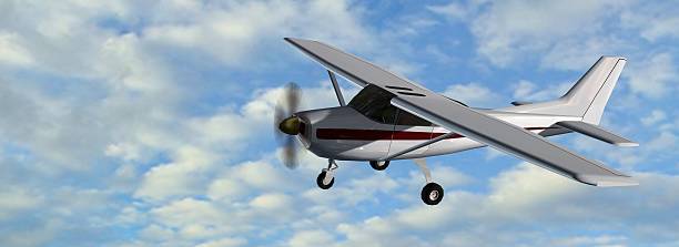 istock popular light aircraft with single propeller in flight 613344224