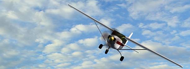 istock popular light aircraft with single propeller in flight 613344260