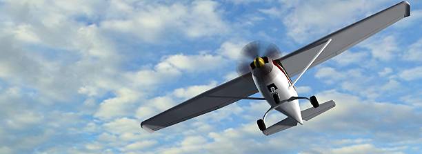 istock popular light aircraft with single propeller in flight 613344286