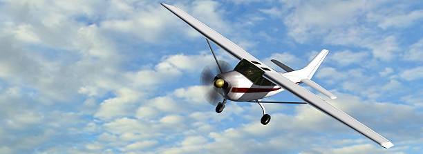 istock popular light aircraft with single propeller in flight 613344362
