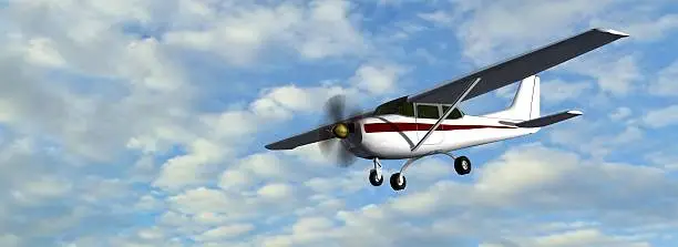 Photo of popular light aircraft with single propeller in flight
