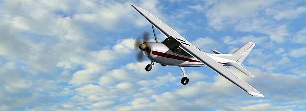 istock popular light aircraft with single propeller in flight 613344450