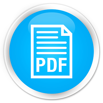 PDF document icon cyan blue glossy round button