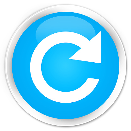 Reply rotate icon cyan blue glossy round button