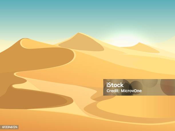 Desert Dunes Vector Egyptian Landscape Background Stock Illustration - Download Image Now - Sand Dune, Adventure, Animals In The Wild