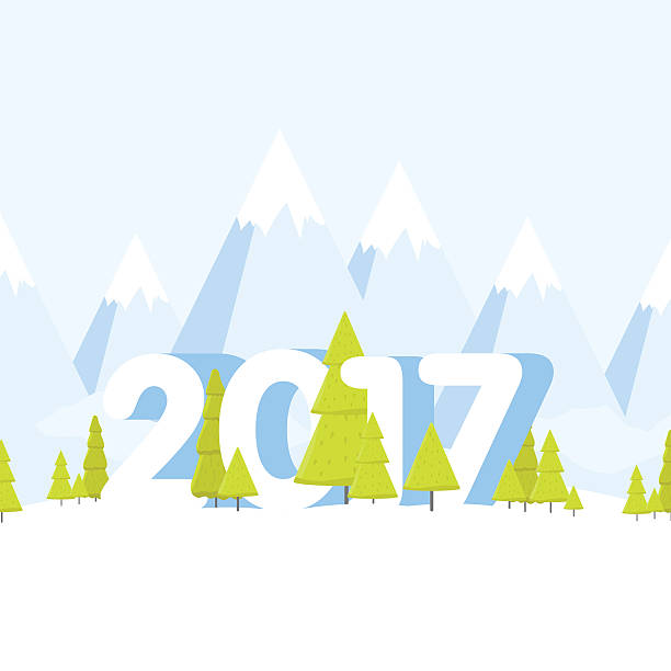 istock Happy New Year Landscape concept cartoon vector illustration 613347078