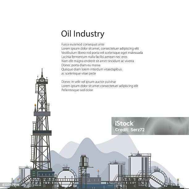Oil Drilling Rig Brochure Flyer Design Stock Illustration - Download Image Now - Natural Gas, Crude Oil, Oil Industry
