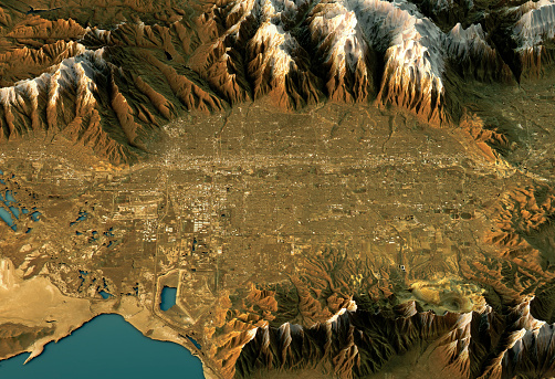 3D Render of a Topographic Map of Salt Lake City, Utah, USA.