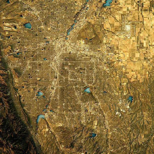 istock Denver Topographic Map Natural Color Top View 613517400
