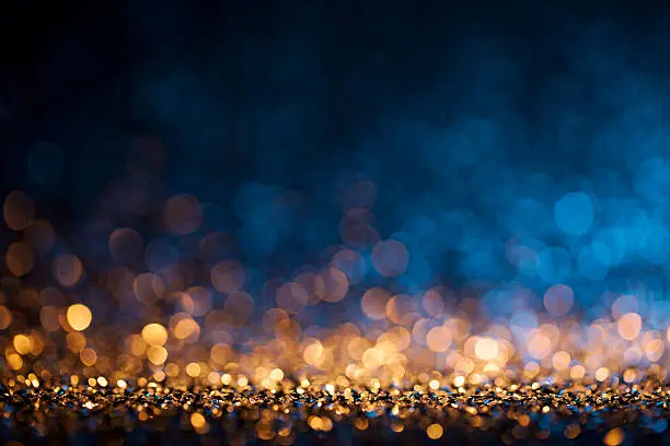 Photo of Christmas lights defocused background - Bokeh Gold Blue