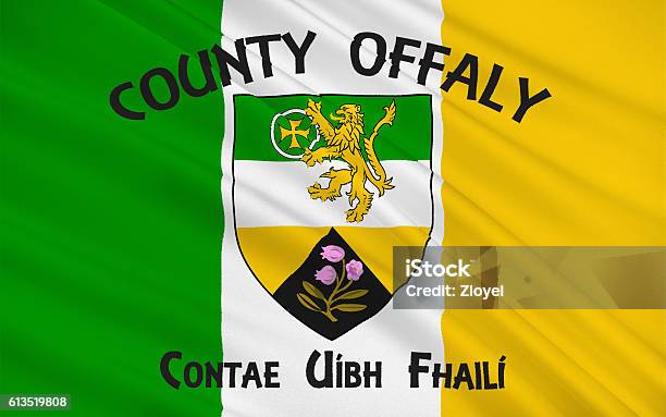 Flag Of County Offaly Is A County In Ireland Stock Photo - Download Image Now - Abdomen, County Offaly, District