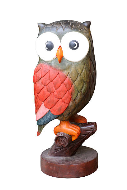 istock Wooden carved Owl on white background 613519812