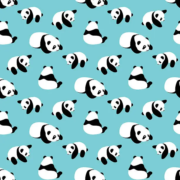 Vector illustration of Panda bear vector background. Seamless pattern with cartoon panda.