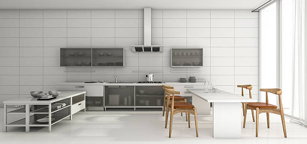 istock 3d rendering nice design kitchen and dining in the morning 613521554