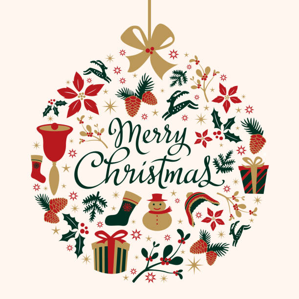 크리스마스 bauble 데커레이션 - bell handbell christmas holiday stock illustrations