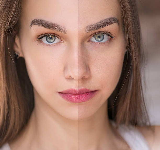 istock Beauty concept - retouch before and after. 613524648