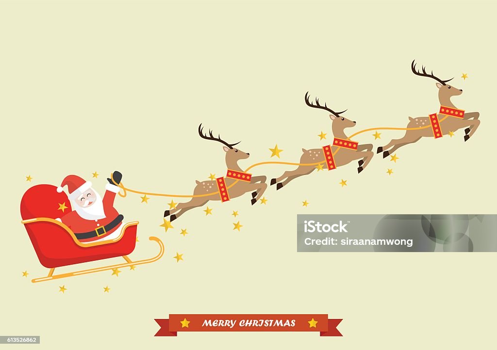 Santa Claus with Reindeer Sleigh Santa Claus with Reindeer Sleigh. Vector illustration Santa Claus stock vector