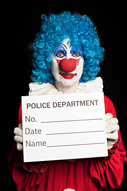 istock Creepy Clown Mugshot Blank Info 613527408