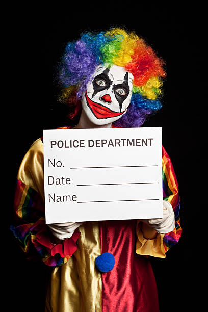 istock Crazy Creepy Clown Mugshot 613527496