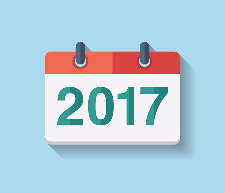 Flat vector calendar icon 2017. New year 2017