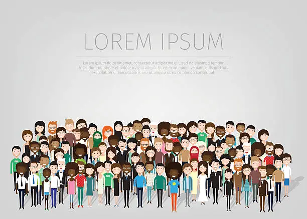 Vector illustration of large group of people