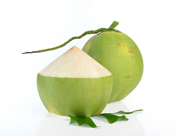 istock Green coconut isolated on white background 613531702