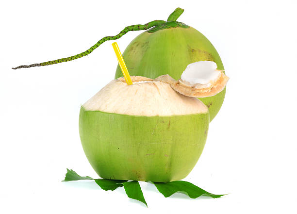 istock Green coconut isolated on white background 613531760